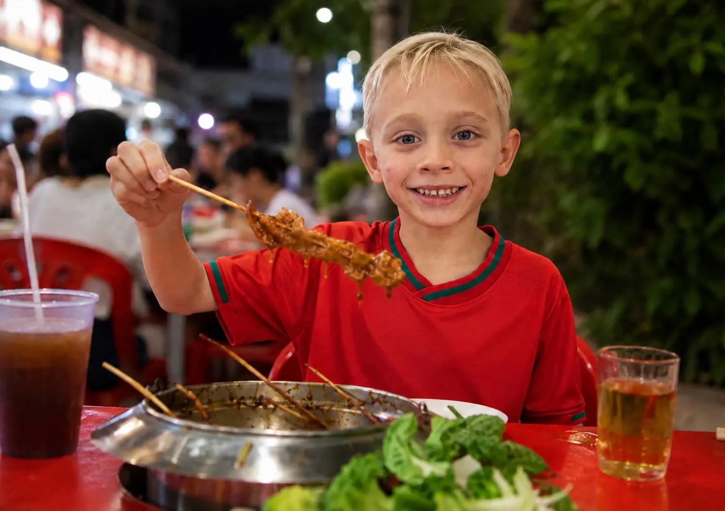 London eating street food in Singapore.